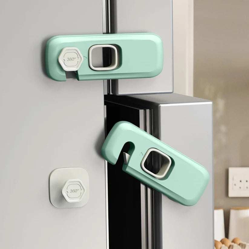 Child Safety Lock for Refrigerator Cabinet & Cupboard - Adhesive Baby Proof Lock