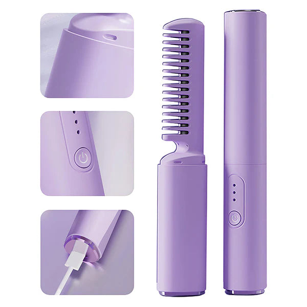 2 in 1 Rechargeable Hair Straightener + Comb