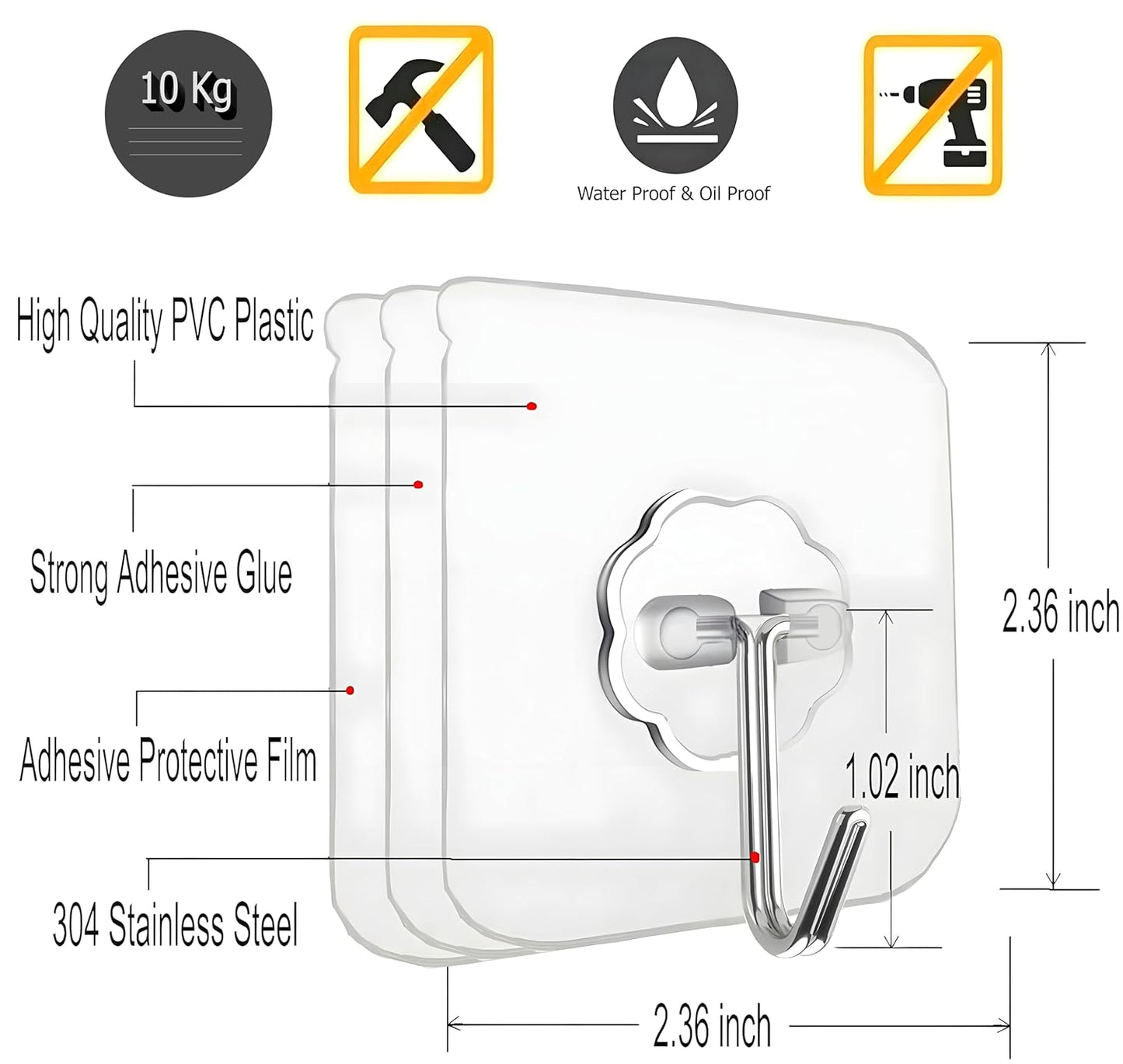 180° Adjustable Adhesive Steel Hook
