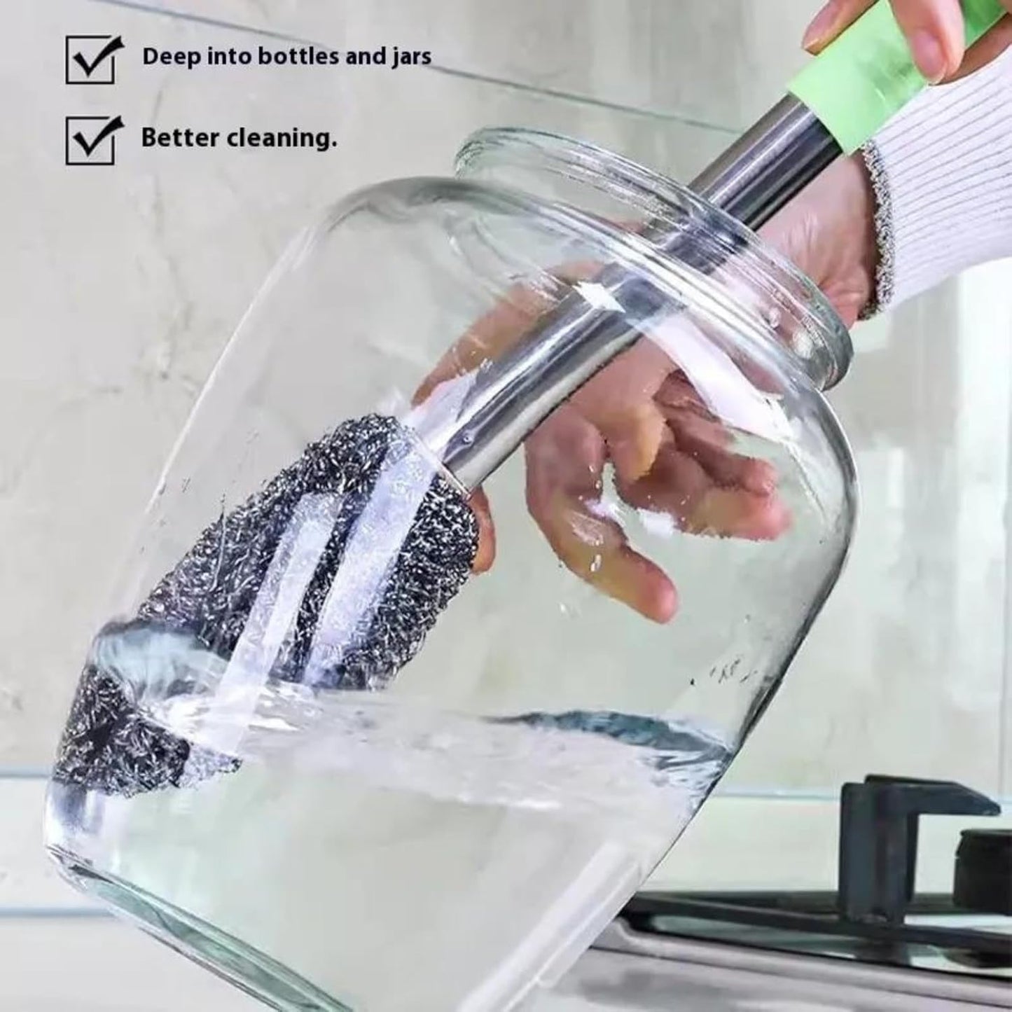 Ultimate Stainless Steel Bottle Cleaning Brush - FREE 10 Hooks
