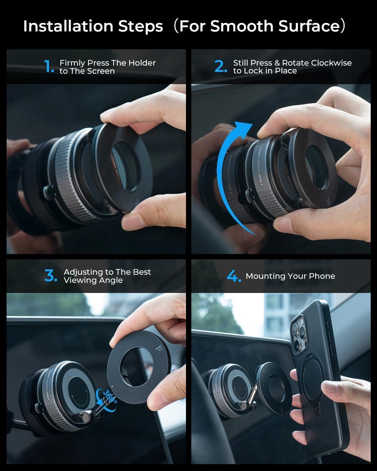 360° Vacuum Magnetic Phones Holder - Free (349/-) 3-in-1 Speed Charging Cable
