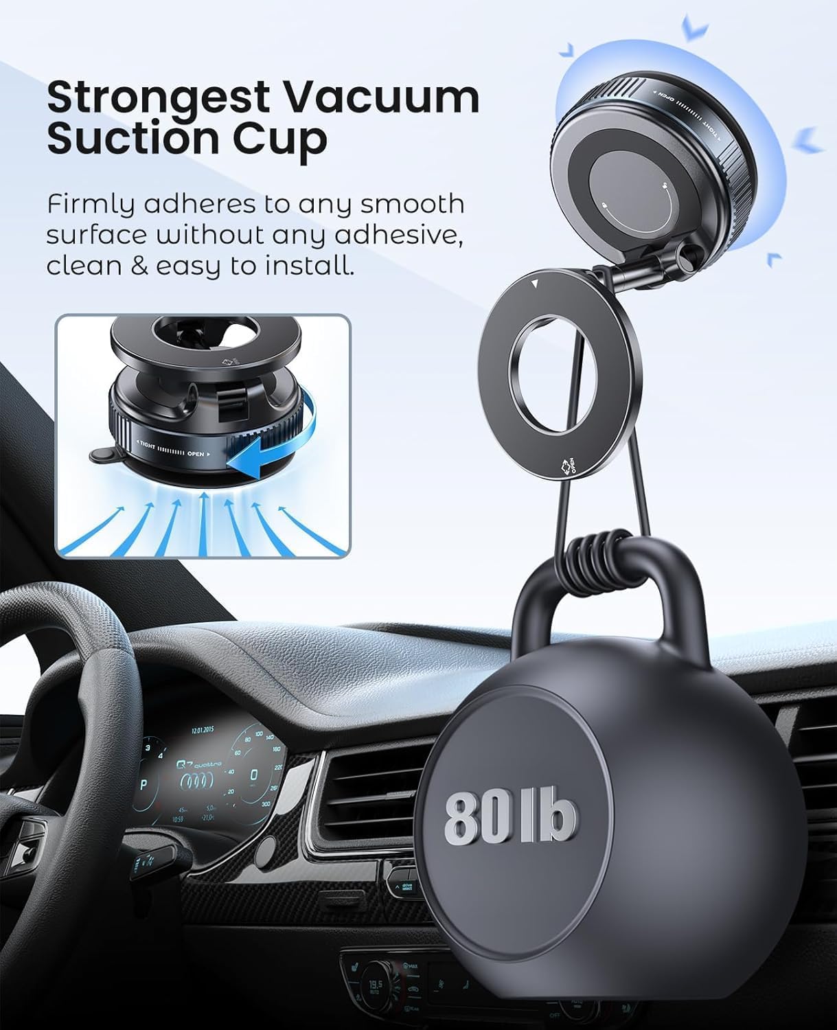 360° Vacuum Magnetic Phones Holder - Free (349/-) 3-in-1 Speed Charging Cable
