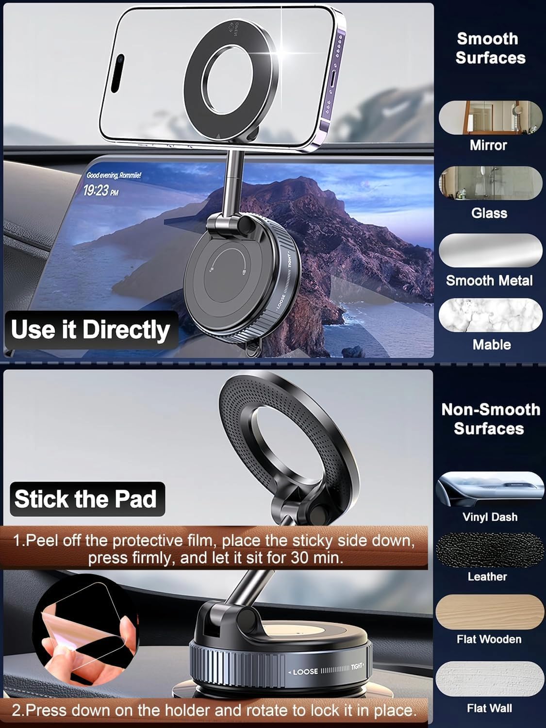360° Vacuum Magnetic Phones Holder - Free (349/-) 3-in-1 Speed Charging Cable