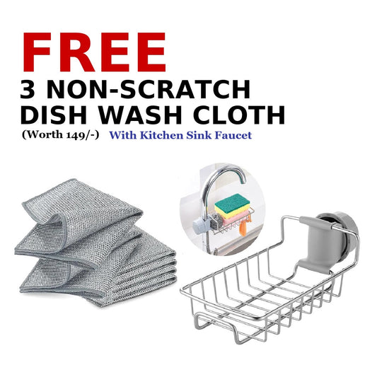 Kitchen Sink Faucet - Free 3 Non-Scratch Dish Wash Cloth (worth 149/-)