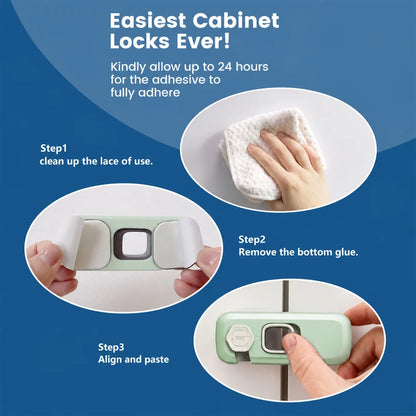 Child Safety Lock for Refrigerator Cabinet & Cupboard - Adhesive Baby Proof Lock