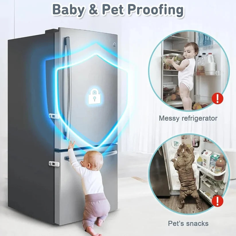 Child Safety Lock for Refrigerator Cabinet & Cupboard - Adhesive Baby Proof Lock
