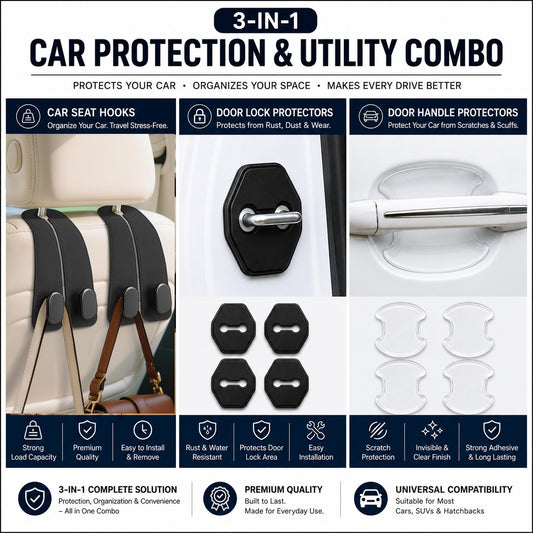 3-in-1 Car Protection & Utility Combo - Premium Car Kit