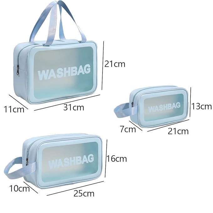 Travel Kit (Set of 3) Washbag Organizer with Clear Window
