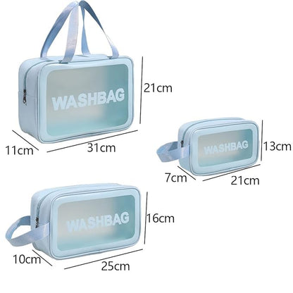 Travel Kit (Set of 3) Washbag Organizer with Clear Window