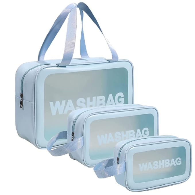 Travel Kit (Set of 3) Washbag Organizer with Clear Window