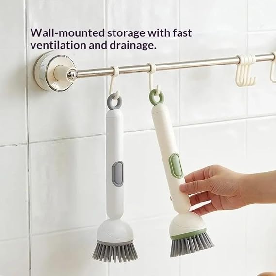 Heavy Duty Dish Scrubber with Soap Dispenser | 360° Rotating (G)