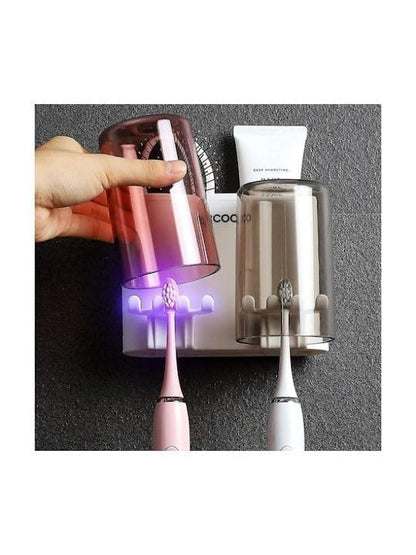 Double Cup Wall Mounted Toothbrush Organizer