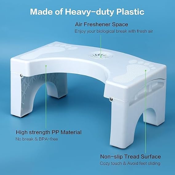 Foldable Toilet Step Stool - Non Slip Heavy Duty