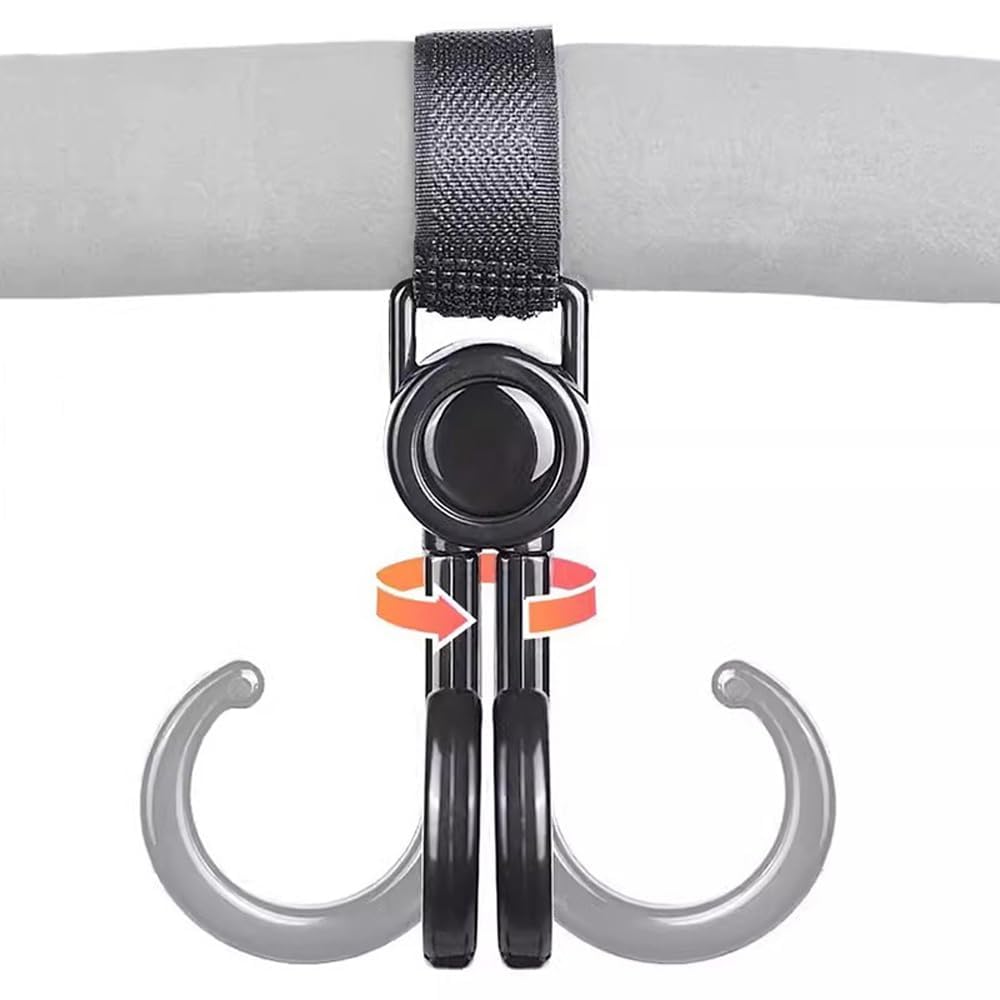 Premium Stroller Hooks 360° Rotating Double Clips (G)