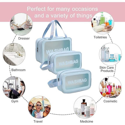 Travel Kit (Set of 3) Washbag Organizer with Clear Window