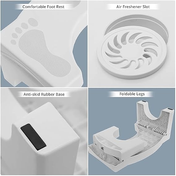 Foldable Toilet Step Stool - Non Slip Heavy Duty