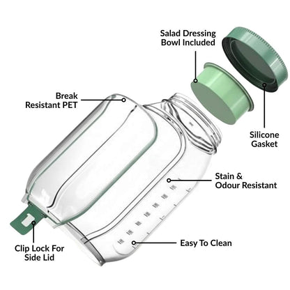 Leak Proof Salad Jar with Side Opening & Lid (G)