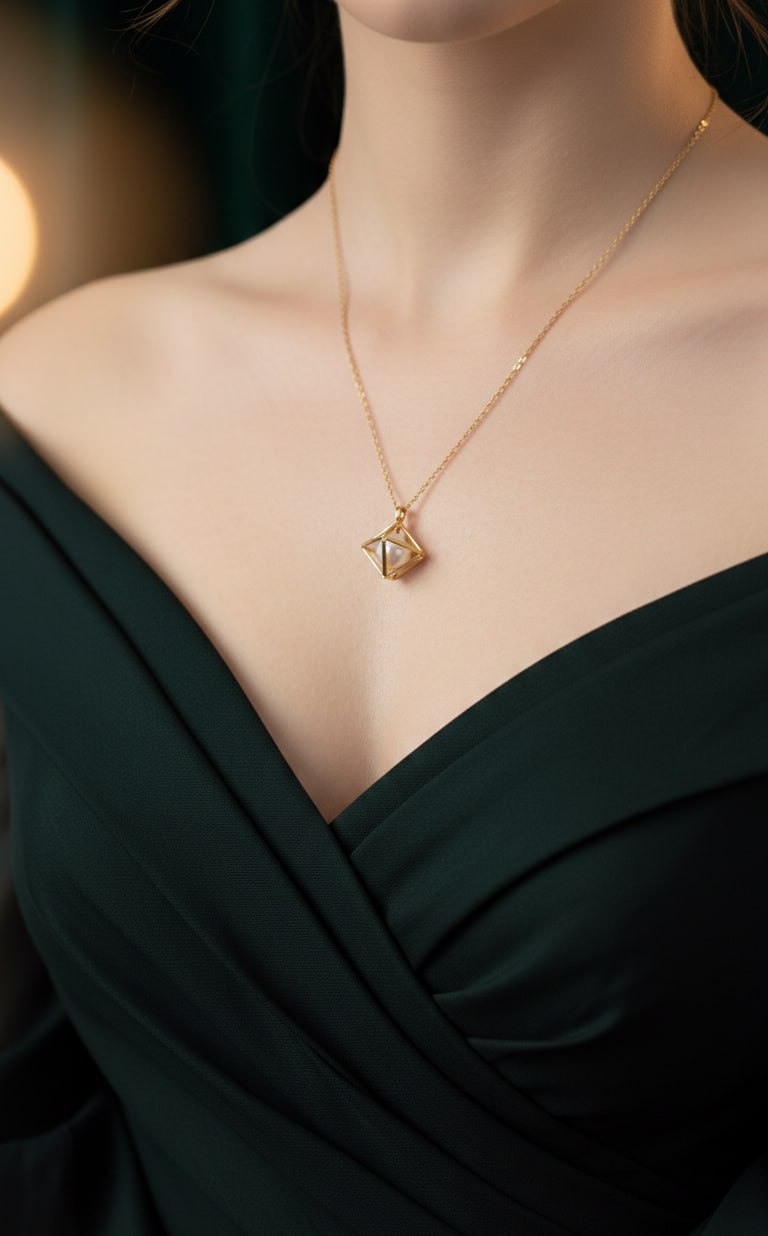 Floating Pearl Cube Necklace [Limited Stock]