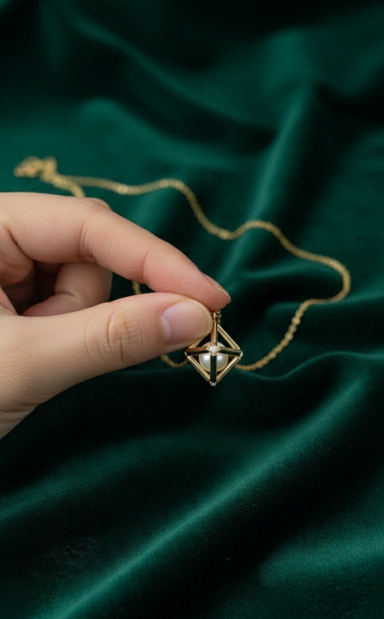 Floating Pearl Cube Necklace [Limited Stock]