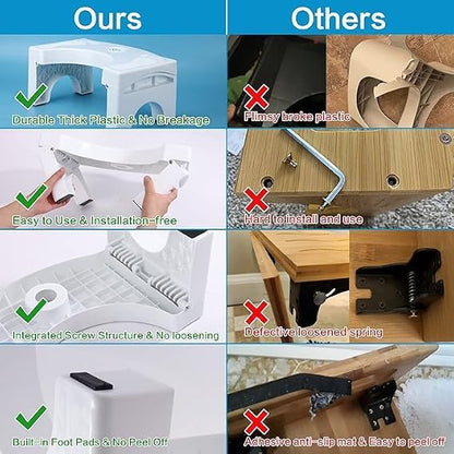 Foldable Toilet Step Stool - Non Slip Heavy Duty