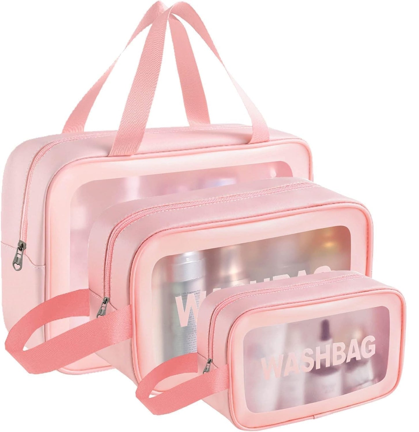 Travel Kit (Set of 3) Washbag Organizer with Clear Window