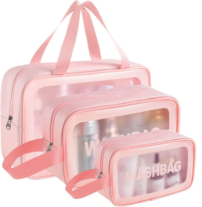 Travel Kit (Set of 3) Washbag Organizer with Clear Window