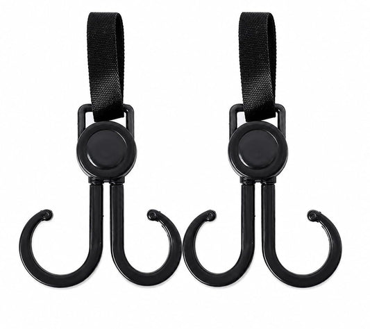 Premium Stroller Hooks 360° Rotating Double Clips