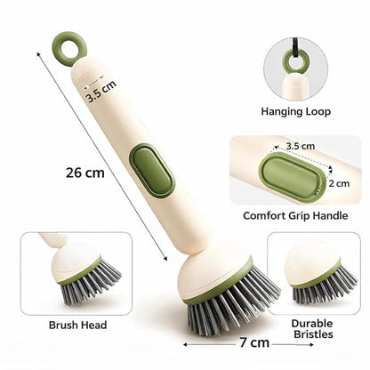 Heavy Duty Dish Scrubber with Soap Dispenser | 360° Rotating (G)