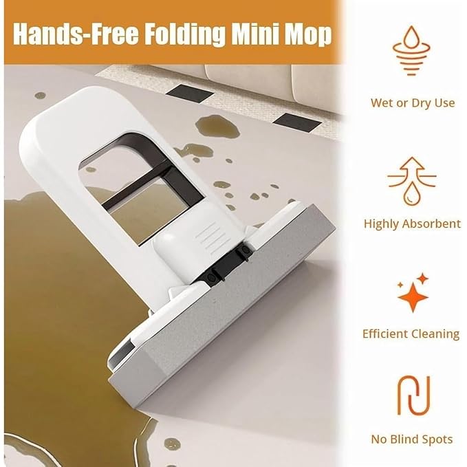 Self-Squeeze Foldable Mini Sponge Mop For Quick Cleaning (G)