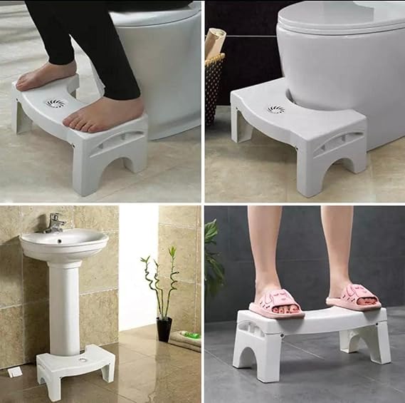 Foldable Toilet Step Stool - Non Slip Heavy Duty