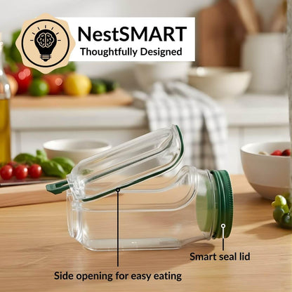 Leak Proof Salad Jar with Side Opening & Lid (G)