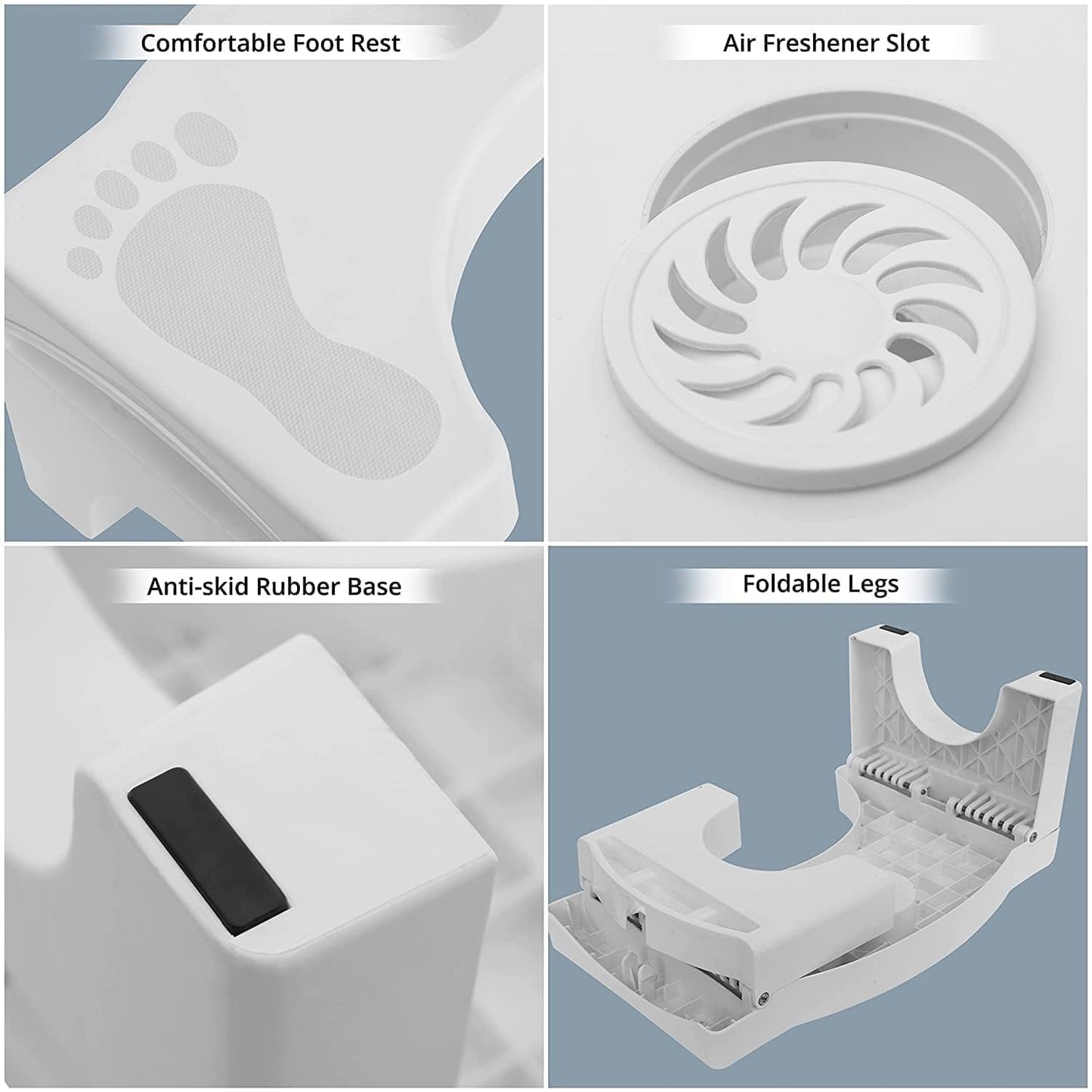 Foldable Toilet Step Stool - Non Slip Heavy Duty