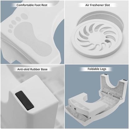 Foldable Toilet Step Stool - Non Slip Heavy Duty