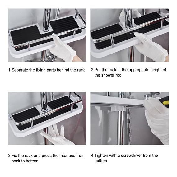 Shower Rod Storage Shelf Organizer - PremiumQuality
