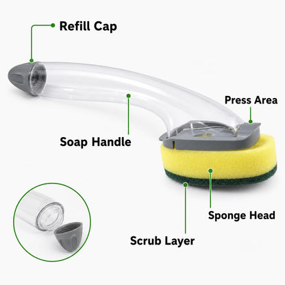 Heavy Duty Soap Dispensing Brush  – Easy Kitchen Cleaning