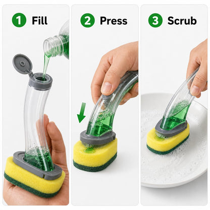 Heavy Duty Soap Dispensing Brush  – Easy Kitchen Cleaning