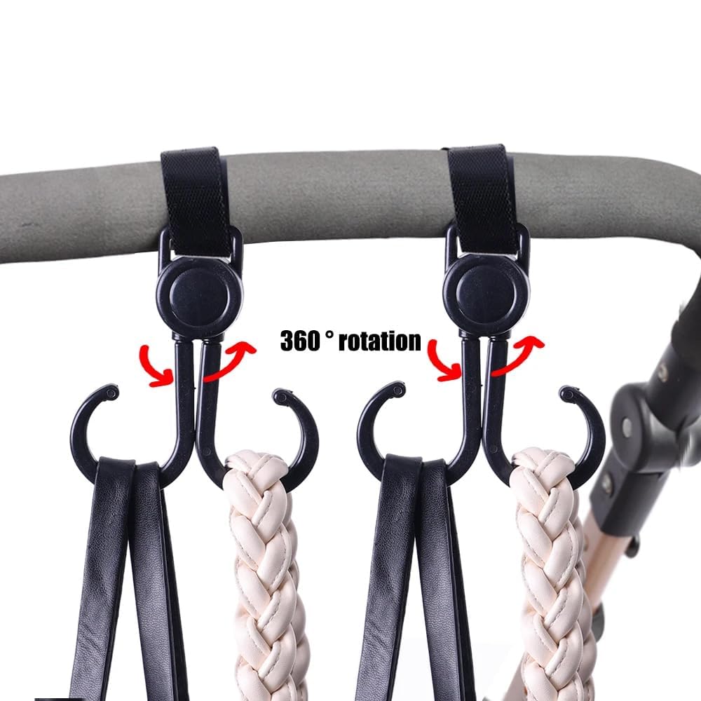 Premium Stroller Hooks 360° Rotating Double Clips (G)