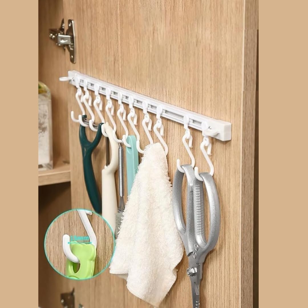 Cabinet Sliding Hook Rack | Adjustable Hooks [40cm]