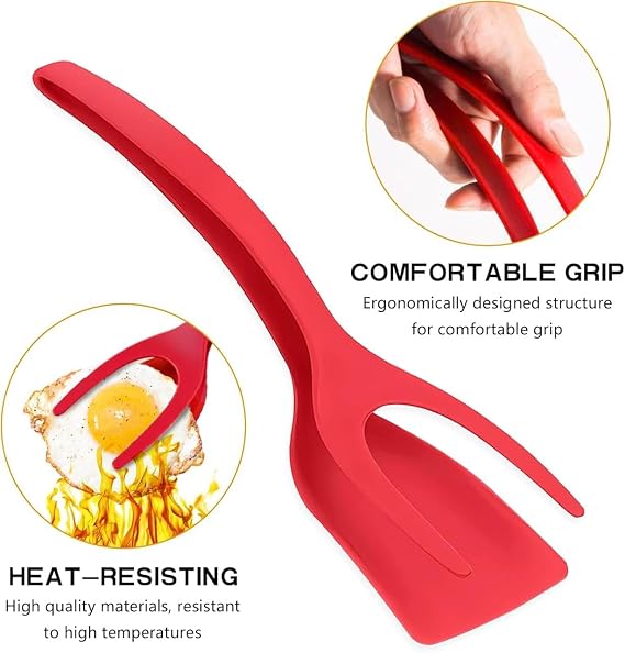 Non Stick Silicone 2 In 1 Grip and Flip Kitchen Spatula (G)