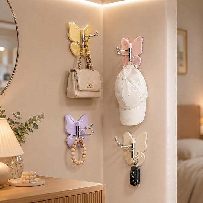 Premium Butterfly Adhesive Wall Hooks -180°Rotating