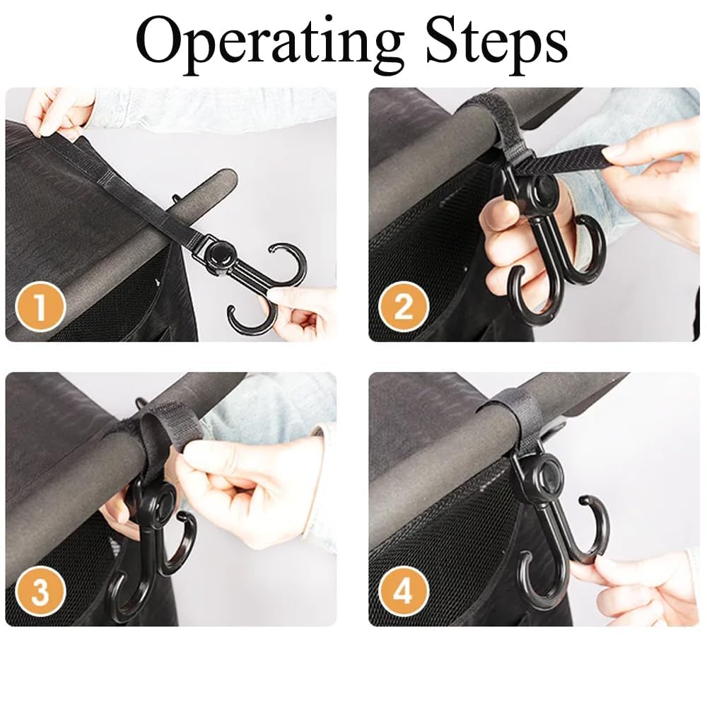 Premium Stroller Hooks 360° Rotating Double Clips (G)