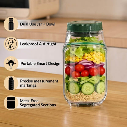 Leak Proof Salad Jar with Side Opening & Lid (G)