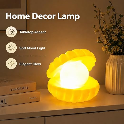 Pearl Shell Night Lamp – Enchanting Ocean Decor Light
