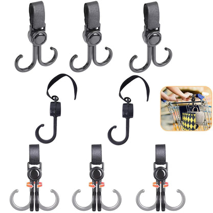 Premium Stroller Hooks 360° Rotating Double Clips (G)