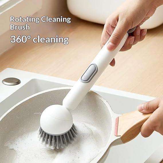 Heavy Duty Dish Scrubber with Soap Dispenser | 360° Rotating (G)
