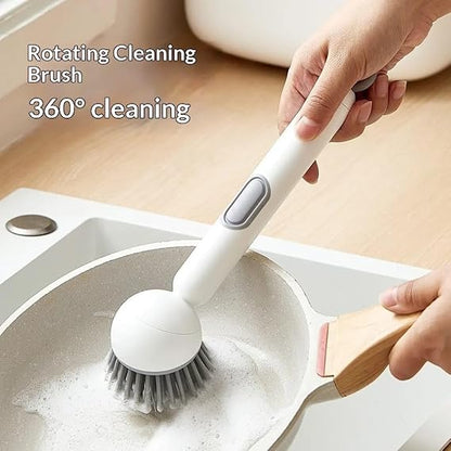Heavy Duty Dish Scrubber with Soap Dispenser | 360° Rotating (G)