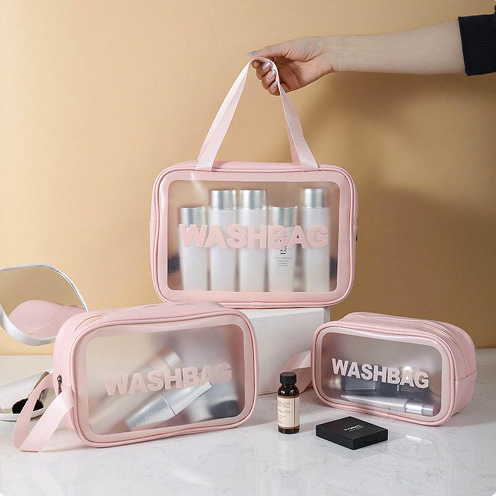 Travel Kit (Set of 3) Washbag Organizer with Clear Window