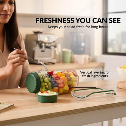 Leak Proof Salad Jar with Side Opening & Lid (G)