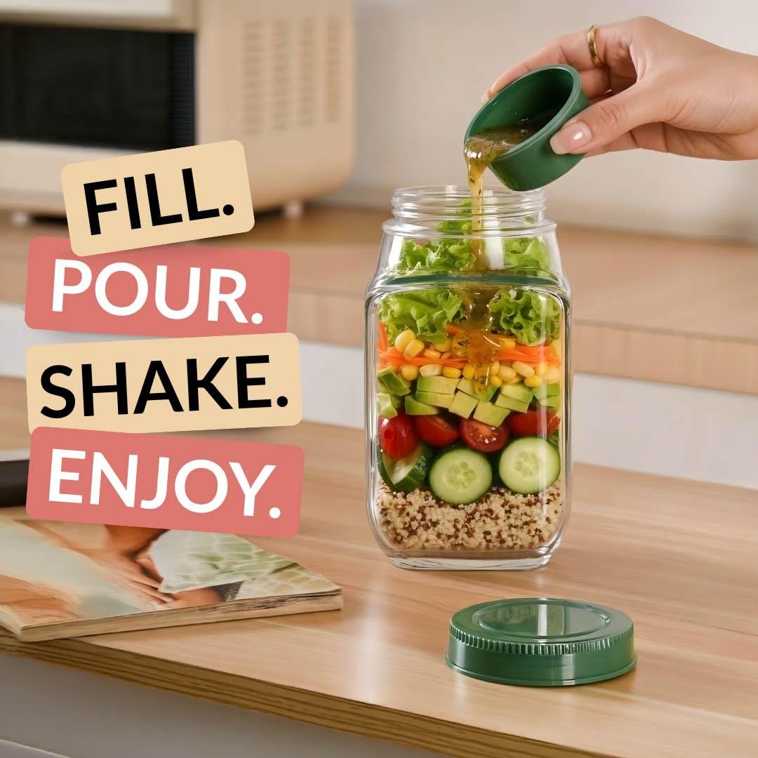 Leak Proof Salad Jar with Side Opening & Lid (G)