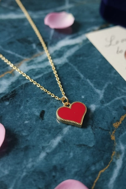 Red Heart Stone Necklace